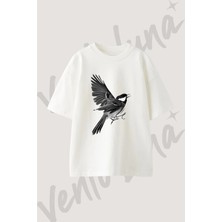 Bastankara Tasarım Baskılı Unisex Oversize Kalıp Beyaz Tshirt