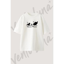 Hakuna Matata Tasarım Baskılı Unisex Oversize Kalıp Beyaz Tshirt