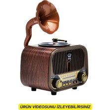 Dexxony Nostaljik Ahşap Görünümlü Radyo | Bluetooth Hoparlör | Usb-Sd Kart Mp3 Çalar | 3 Band Fm/am/sw Şarjlı Müzik Kutusu