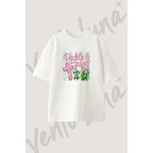 Pickle Jesus Tasarım Baskılı Unisex Oversize Kalıp Beyaz Tshirt