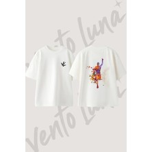 Zafer Kosucu Tasarım Sırt Baskılı Pamuk Beyaz Oversize T-Shirt