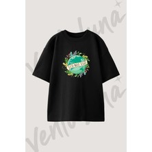 Eco Not Ego Tasarım Baskılı Unisex Oversize Kalıp Siyah Tshirt