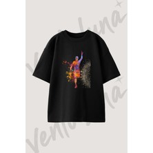 Kosucu Zafer Tasarım Baskılı Unisex Oversize Kalıp Siyah Tshirt
