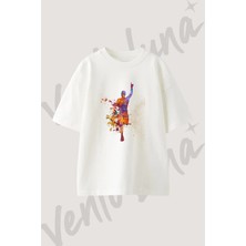 Kosucu Zafer Tasarım Baskılı Unisex Oversize Kalıp Beyaz Tshirt