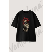 Masked Ronin Tasarım Baskılı Unisex Oversize Kalıp Siyah Tshirt