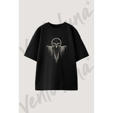 Baphomet Tasarım Baskılı Unisex Oversize Kalıp Siyah Tshirt