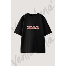 Bla Bla Tasarım Baskılı Unisex Oversize Kalıp Siyah Tshirt
