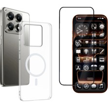 Tekno Grup Xiaomi 14T Pro Kılıf Mika Kamera Korumalı M-Safe Şarj Özellikli Şeffaf Sert Pc London Kapak + Tam Kaplayan Ekran Koruyucu