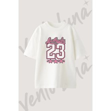 Los Angeles 23 Tasarım Baskılı Unisex Oversize Kalıp Beyaz Tshirt