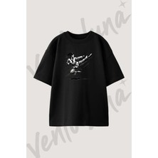 Taekwondo Fighter Tasarım Baskılı Unisex Oversize Kalıp Siyah Tshirt