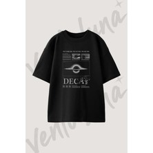 Black Hole_1 Tasarım Baskılı Unisex Oversize Kalıp Siyah Tshirt