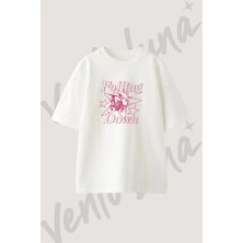 Marilyn Manson Tasarım Baskılı Unisex Oversize Kalıp Beyaz Tshirt