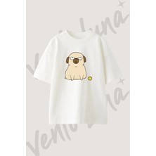 Bond Forger Tasarım Baskılı Unisex Oversize Kalıp Beyaz Tshirt