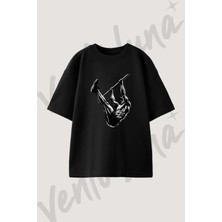 Bodybuilder Tasarım Baskılı Unisex Oversize Kalıp Siyah Tshirt