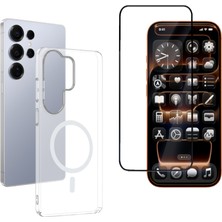 Tekno Grup Galaxy S26 Ultra Kılıf Mika Kamera Korumalı M-Safe Şarj Özellikli Şeffaf Sert Pc London Kapak + Tam Kaplayan Ekran Koruyucu