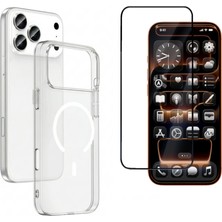 Tekno Grup Iphone 17 Pro Kılıf Mika Kamera Korumalı M-Safe Şarj Özellikli Şeffaf Sert Pc London Kapak + Tam Kaplayan Ekran Koruyucu