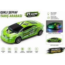 Duman Işıklı Şeffaf Yarış Arabası – Sürtmeli Oyuncak Spor Araba | LED Işıklı