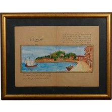 Galeri Atmaca Tarihi Istanbul Kıyısı ve Kayıklar Minyatür Tablosu