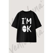 Saitama Im Ok Tasarım Baskılı Unisex Oversize Kalıp Siyah Tshirt