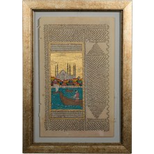 Galeri Atmaca Boğazda Kayık ve Cami Manzaralı Dekoratif Minyatür Tablo