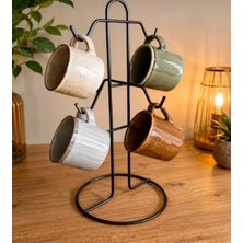 Statika Home Dik Model Fincan Askılığı Siyah , 6lı Fincan Askılığı