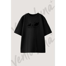 Hakuna Matata Tasarım Baskılı Unisex Oversize Kalıp Siyah Tshirt