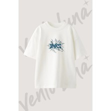 Dnrs Logo Tasarım Baskılı Unisex Oversize Kalıp Beyaz Tshirt