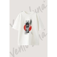 David Statue Tasarım Baskılı Unisex Oversize Kalıp Beyaz Tshirt