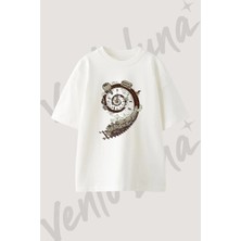 Zaman Ulasim Tasarım Baskılı Unisex Oversize Kalıp Beyaz Tshirt
