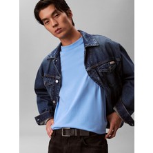 Calvin Klein Erkek Mavi Calvin Klein Ss Easy Monogram Tee, C32, S Mavi Erkek T-Shirt