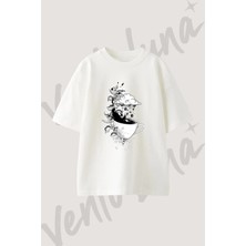 Coffee Rain Cup Tasarım Baskılı Unisex Oversize Kalıp Beyaz Tshirt