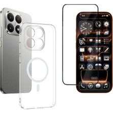 Tekno Grup Xiaomi 15T Kılıf Mika Kamera Korumalı M-Safe Şarj Özellikli Şeffaf Sert Pc London Kapak + Tam Kaplayan Ekran Koruyucu