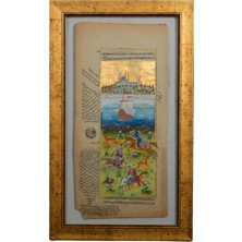 Galeri Atmaca Denizden Istanbul ve Av Sahnesi Temalı Geleneksel Minyatür Tablo