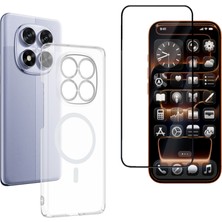Tekno Grup Xiaomi Redmi Note 14 Pro 4g Kılıf Mika Kamera Korumalı M-Safe Şarj Özellikli Şeffaf Sert Pc London Kapak + Tam Kaplayan Ekran Koruyucu