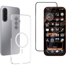 Tekno Grup Galaxy A17 Kılıf Mika Kamera Korumalı M-Safe Şarj Özellikli Şeffaf Sert Pc London Kapak + Tam Kaplayan Ekran Koruyucu