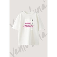 Gym Barbell Tasarım Baskılı Unisex Oversize Kalıp Beyaz Tshirt
