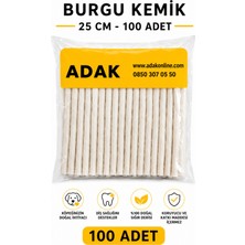 Adak Burgu Kemik Köpek Ödül Kemiği 25 cm 100 Adet %100 Doğal Sığır Derisi Diş Temizleme Çiğneme Kemiği