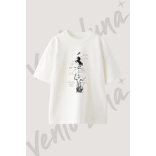 Prometheus Sagittarius Tasarım Baskılı Unisex Oversize Kalıp Beyaz Tshirt