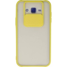 Aydogan's Ayd Samsung Galaxy J7 Kılıf Palm Buzlu Kamera Sürgülü Silikon - Sarı