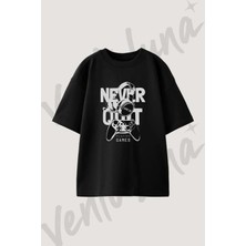 Gaming Controller Headphones Tasarım Baskılı Unisex Oversize Kalıp Siyah Tshirt