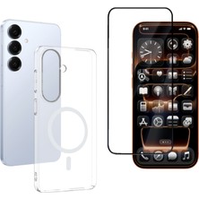 Tekno Grup Galaxy S26 Kılıf Mika Kamera Korumalı M-Safe Şarj Özellikli Şeffaf Sert Pc London Kapak + Tam Kaplayan Ekran Koruyucu