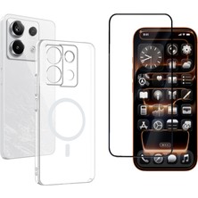 Tekno Grup Xiaomi Redmi Note 13 Pro 4g Kılıf Mika Kamera Korumalı M-Safe Şarj Özellikli Şeffaf Sert Pc London Kapak + Tam Kaplayan Ekran Koruyucu