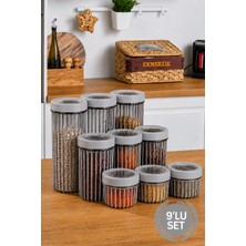 Stile Cucina 9'lu Linea Yuvarlak Saklama Kabı 3x(0,50 Litre, 1,1 Litre, 1,70 Litre) Gri