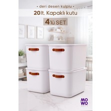 Urlove 4 Adet Kulplu Beyaz Dolap Düzenleyici 20 Lt Kapaklı Saklama Kutusu Sepet Oyuncak Kutusu Organizer