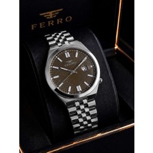 Ferro Premium Italian Desing Çelik Kordon Nişan ve Damat Saati 3 Atm Erkek Kol Saati EFM40136-B2