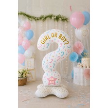 Parti Dükkanı Cinsiyet Partisi Ayaklı Soru Işareti Folyo Balon 110X52 cm – Girl Or Boy Gender Reveal Dekorasyonu, Ayakta Duran Parti Süsü