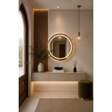 By Akkaya 80X80 Ledli Ayna Yuvarlak Banyo ve Antre Aynası Dekoratif Işıklı