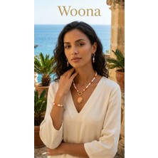 Woona Inci Taşı & Turuncu Mercan Taşı Premium Aa Kalite Doğal Taş El Yapımı Kolye Bileklik Küpe Set