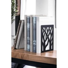 Get Store Ikili Metal Kitap Tutucu - Ağaç Desenli Şık Tasarım