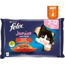 Felix Multipack Junior Sığır Etli ve Tavuklu Yavru Kedi Yaş Maması 4X85 gr 4 Adet